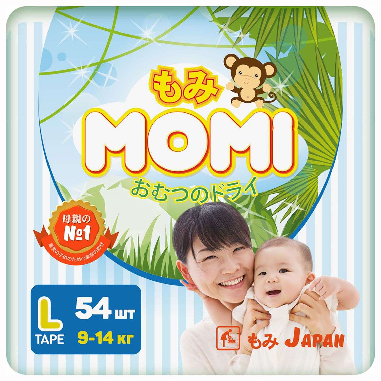 Подгузники Momi L (9-14 кг) 54 шт. - фото 1