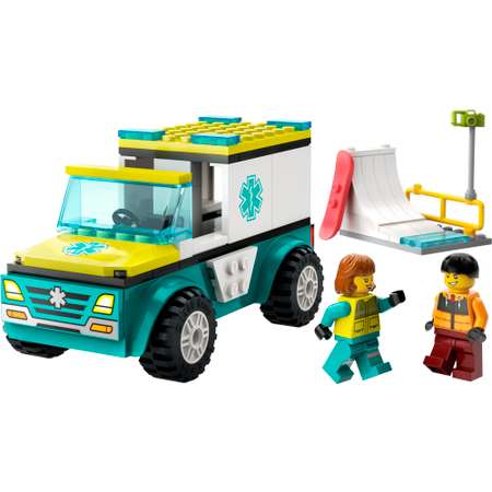 Конструктор LEGO City Скорая помощь и сноубордист блочный