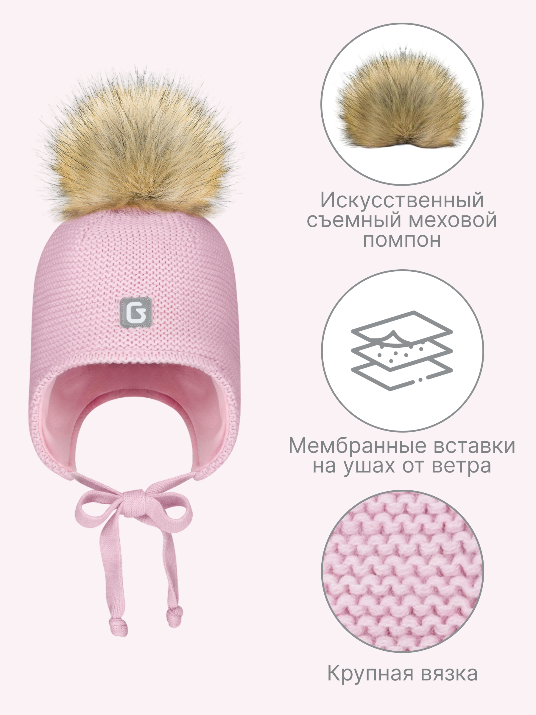 Шапка GUSTI GW25AC1231G-PINK - фото 3
