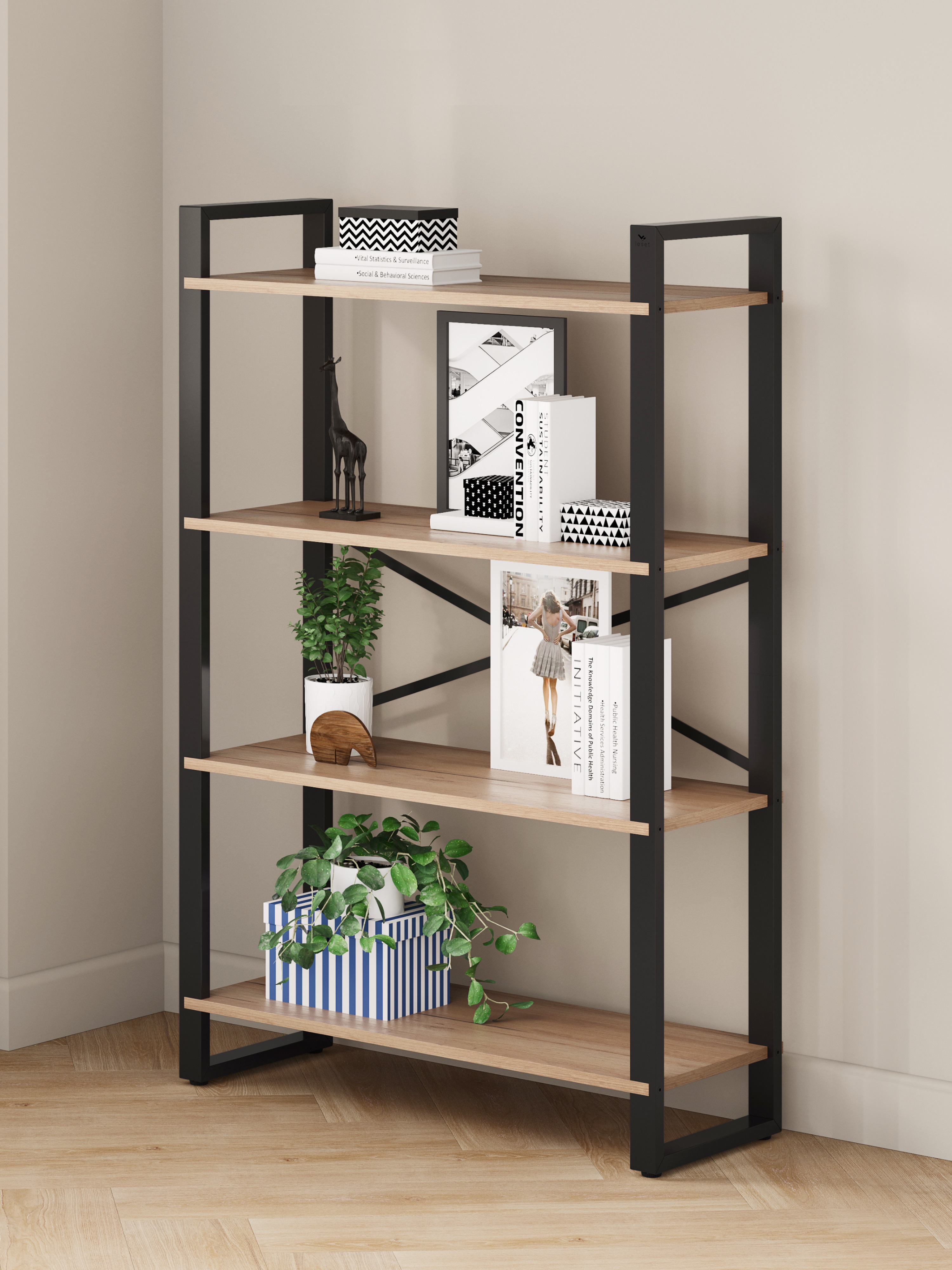 Изображение товара Стеллаж Leset Стилвуд 134 Черный/Дуб крафт золотой