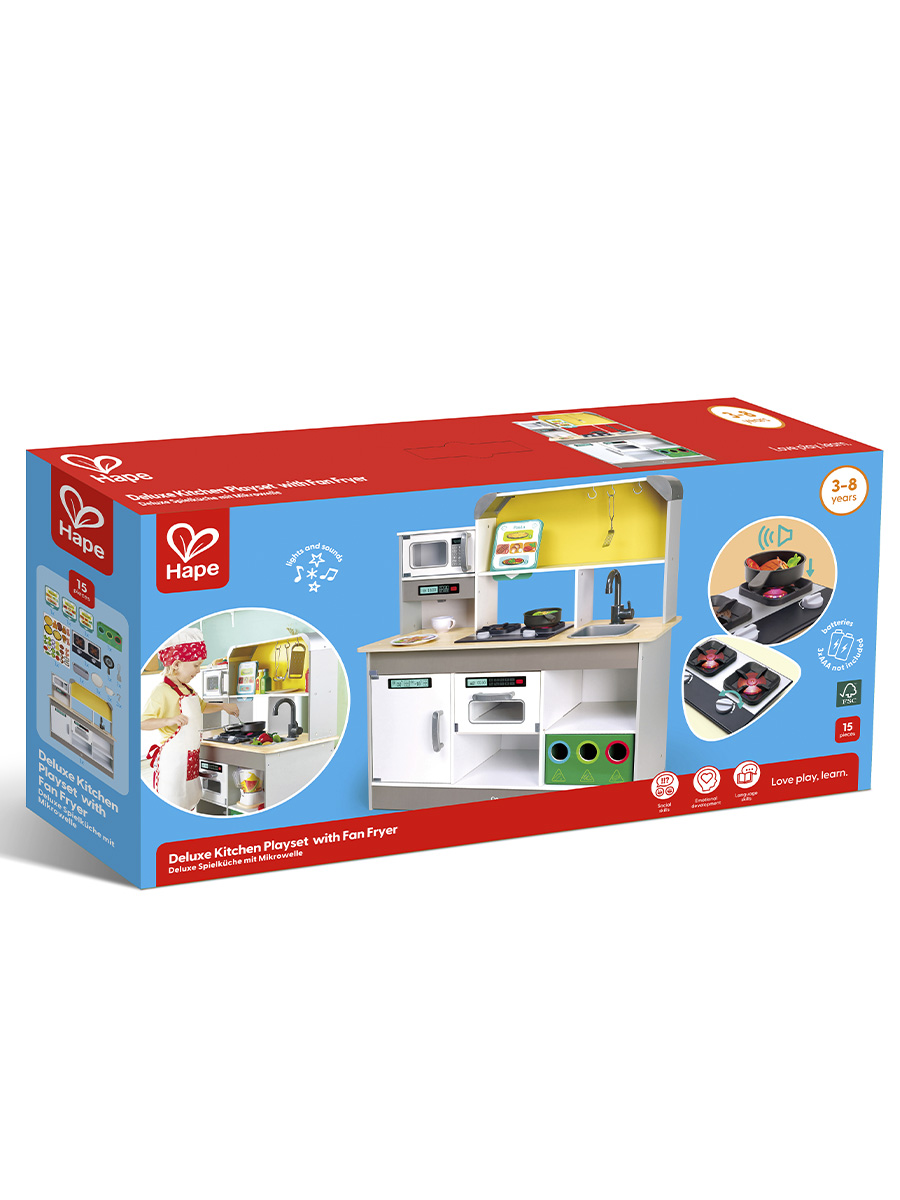 Детская деревянная кухня HAPE Делюкс 5 аксессуаров воздушная фритюрница свет звук E3177_HP - фото 8