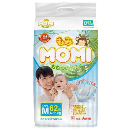 Подгузники Momi M (6-11 кг) 62 шт.