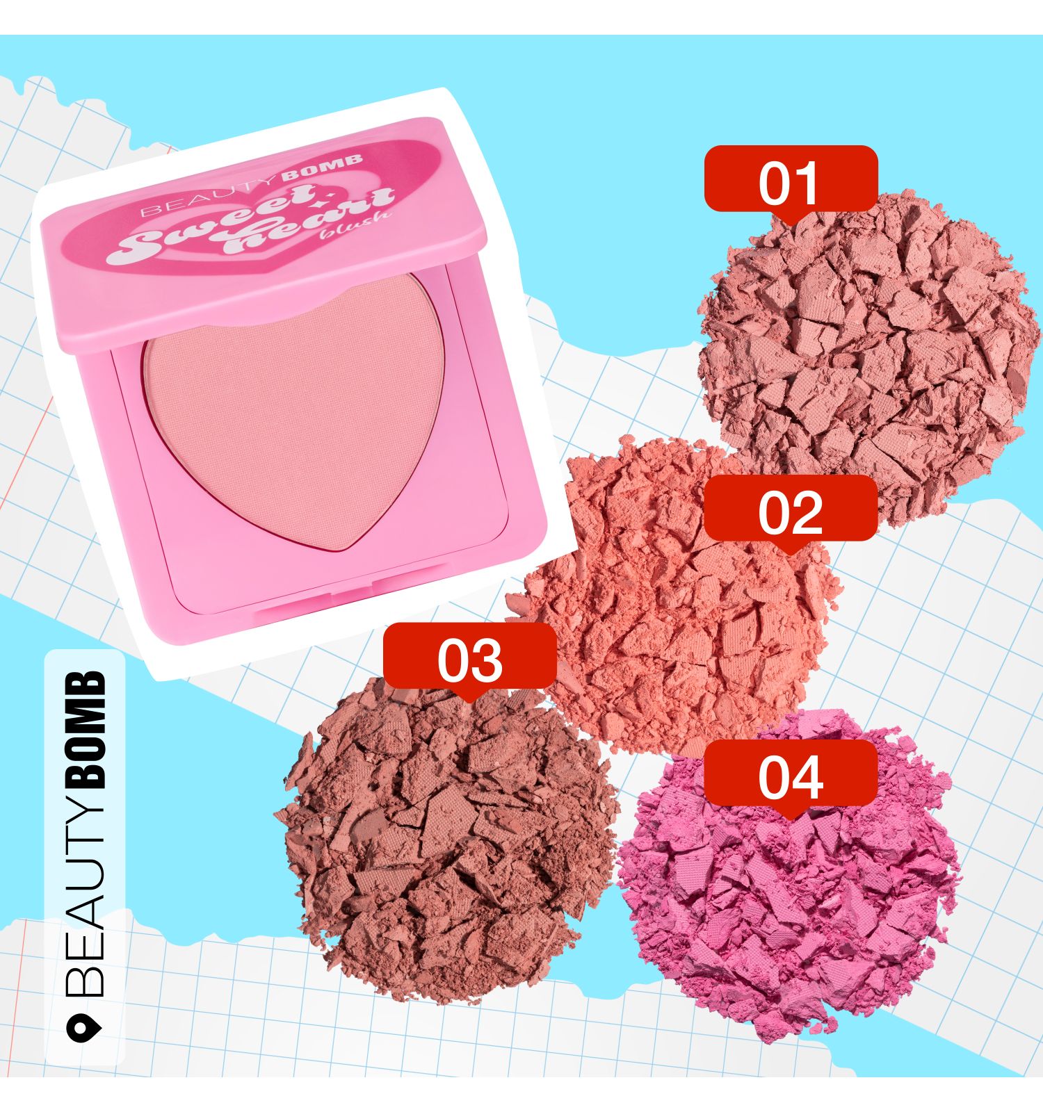 Румяна Beauty Bomb Blush Sweetheart 01 матовый розовый 4.5г - фото 10