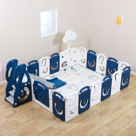 Манеж UNIX line Supreme Space 200x240 с ковриком горкой баскетбольным кольцом и качелями