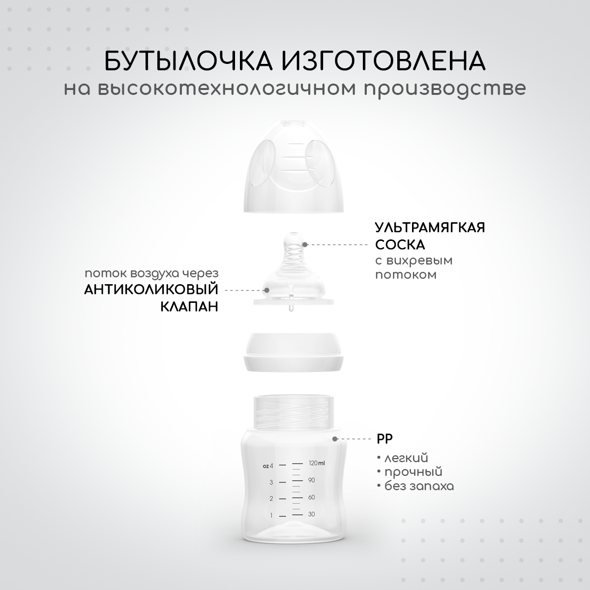 Бутылочка Miyoumi Anti-Colic 180 мл 1 шт. - фото 3