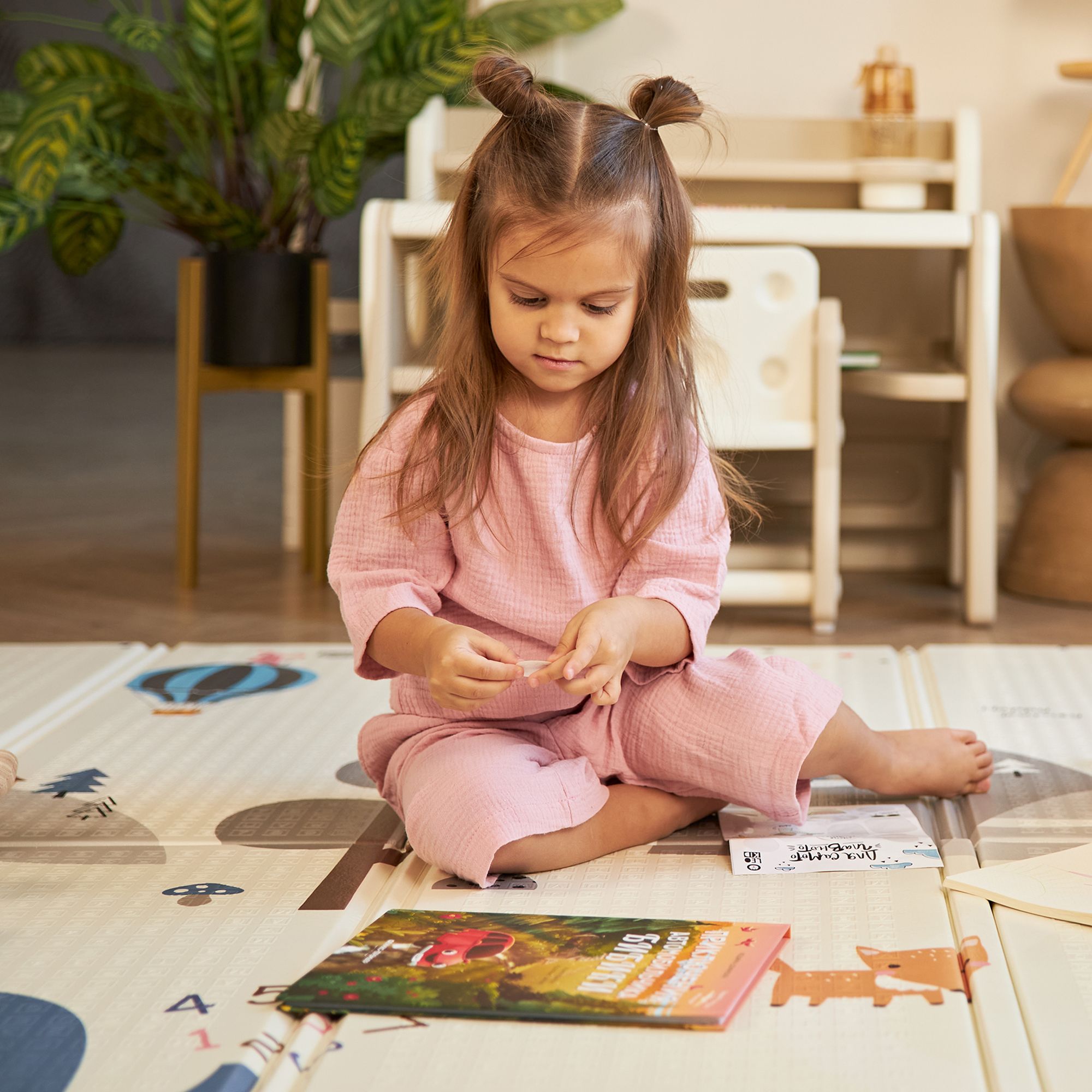 Игровой коврик складной для детей UNIX Kids Numbers 180x200 см, двусторонний, цифры и животные, текстурная поверхность, развивающий - фото 13
