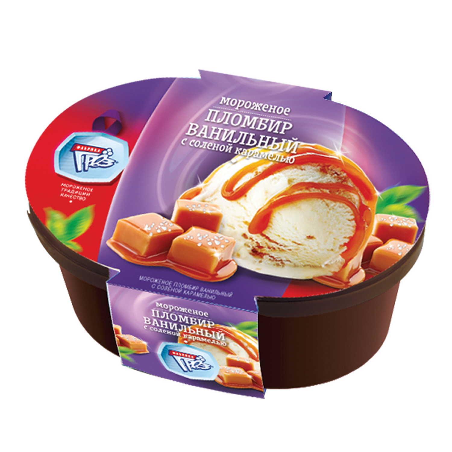 Мороженое-лодочка Фабрика Грёз пломбир c солёной карамелью 12% 400г - фото 1