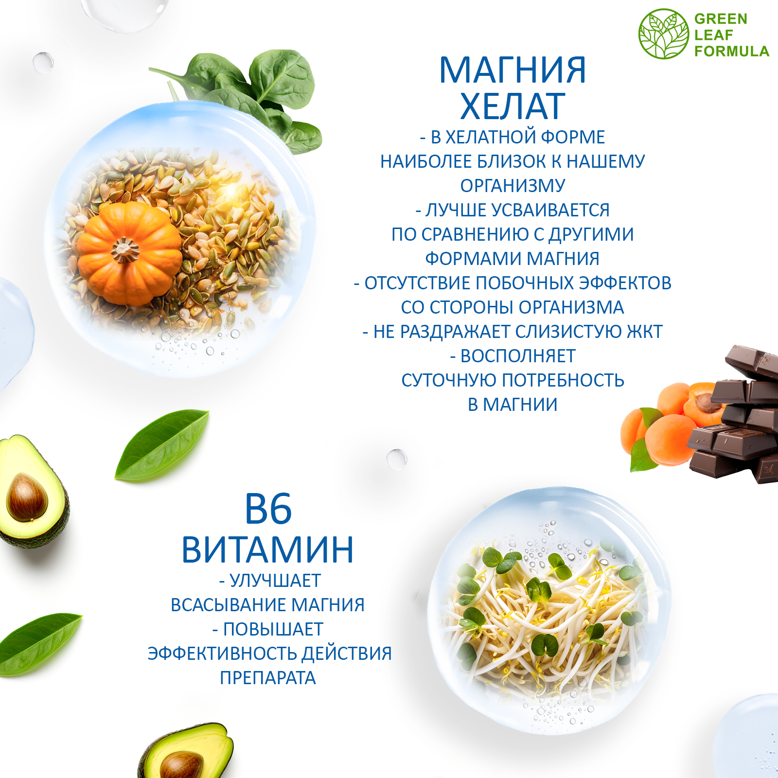 Магний В6 хелат 120 капсул Green Leaf Formula успокоительное от стресса для сна - фото 4