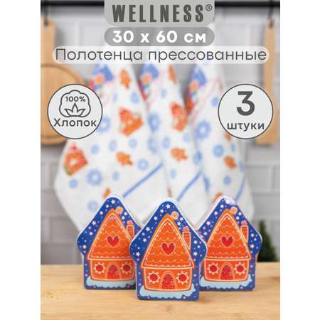 Набор полотенец прессованных 3 штуки Wellness P118
