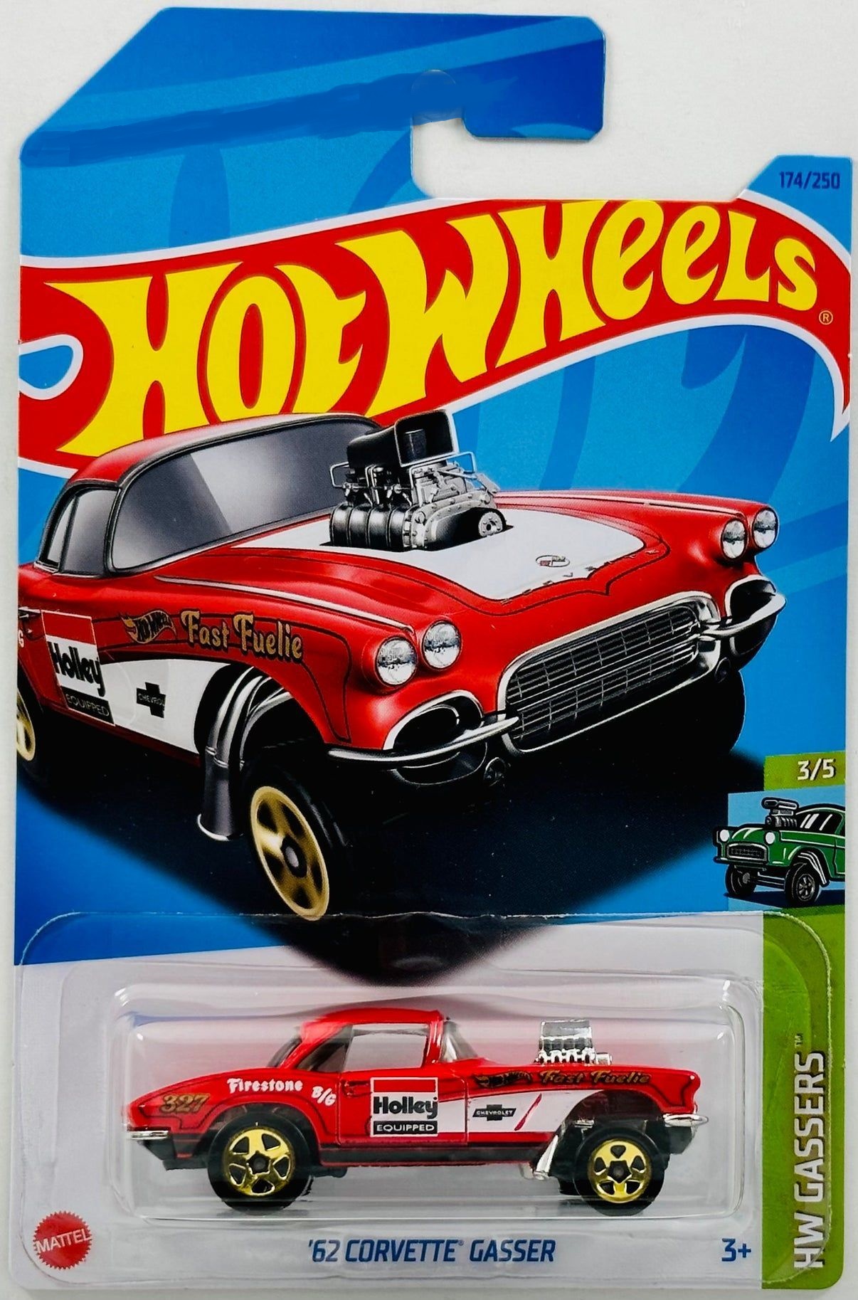 Автомобиль Hot Wheels 62 Corvette Gasser HW Gassers 1:64 04701 - фото 1