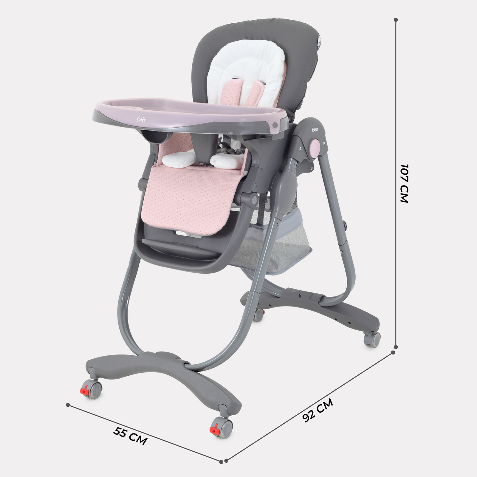 Стульчик для кормления Rant Cafe, grey+pink розовый - фото 2