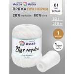 Пряжа Astra Premium Пух норки Mink yarn воздушная с ворсом 50 г 290 м 01 белый 1 моток