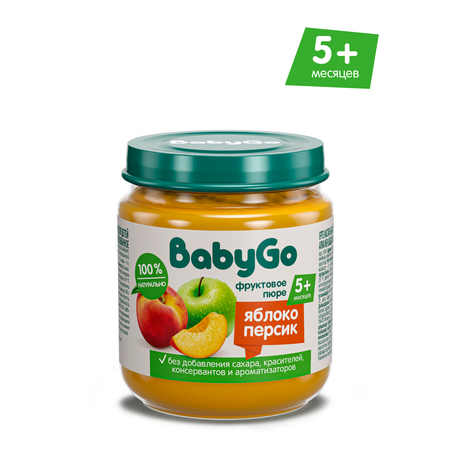 Пюре BabyGo Яблоко-персик с 5 мес 100 г