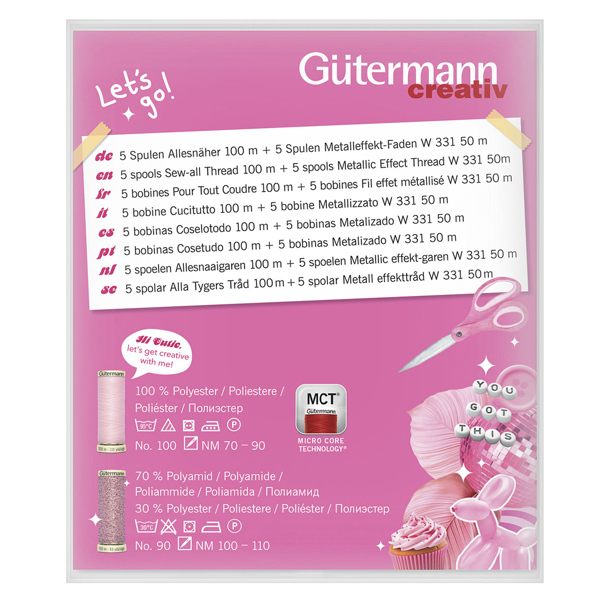 Нитки для шитья в наборе Sew-All Guttermann 100м 5шт+W331 50м 5шт - фото 3