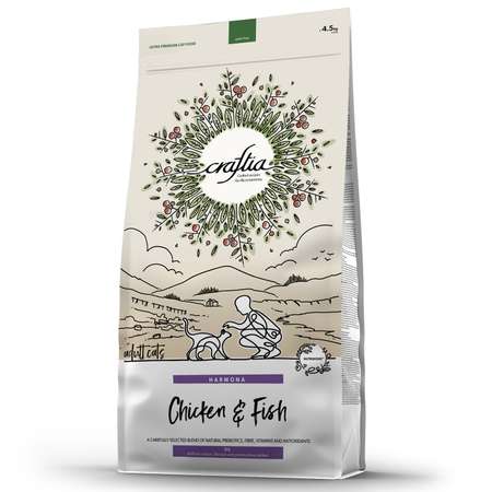 Корм для кошек CRAFTIA 4.5кг из курицы и рыбы harmona сухой