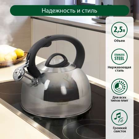Чайник со свистком MARTA MT-3024 черный жемчуг