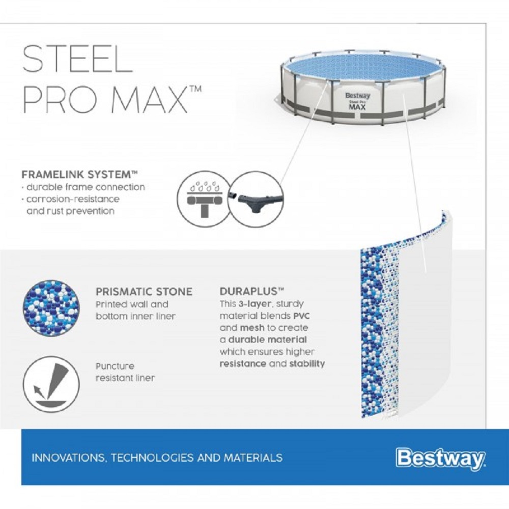 Бассейн каркасный Bestway Steel Pro MAX 305х76 см 4678 л с фильтр-насосом - фото 11
