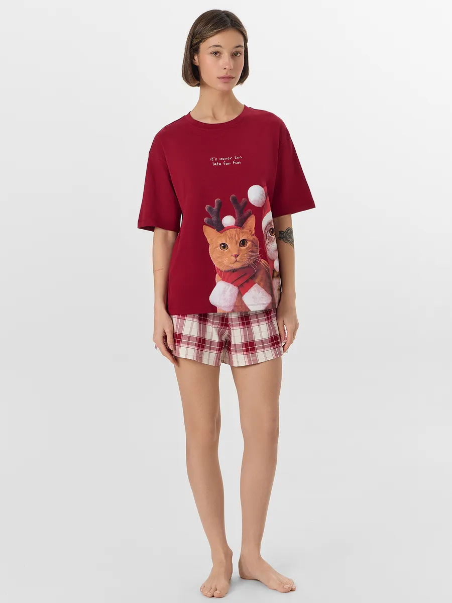 Пижама Mark Formelle (Марк Формэль) 592591/бордо +молочно -бордовая клетка - фото 1