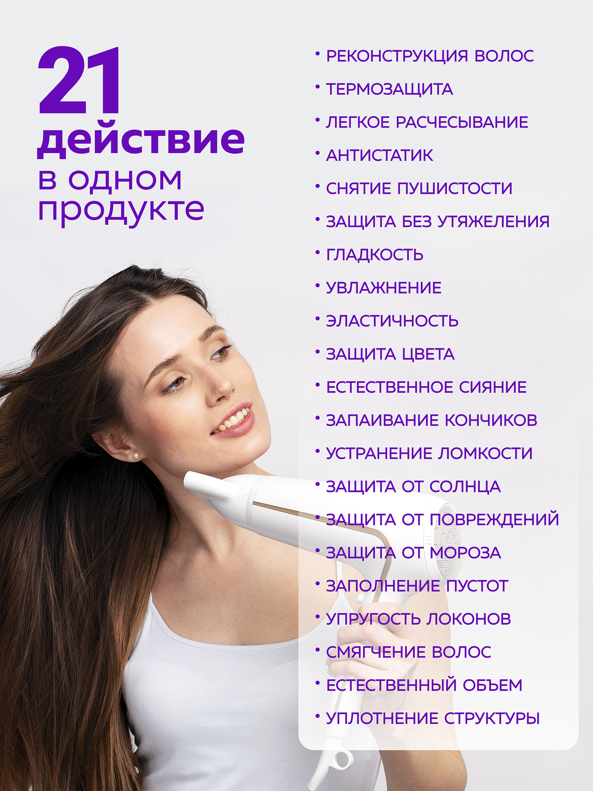 Спрей-реконструктор для волос Green Mama 21 в 1 восстанавливающий несмываемый 250 мл - фото 2