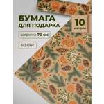 Крафтовая новогодняя упаковочная бумага Gift Mania на новый год Елочки