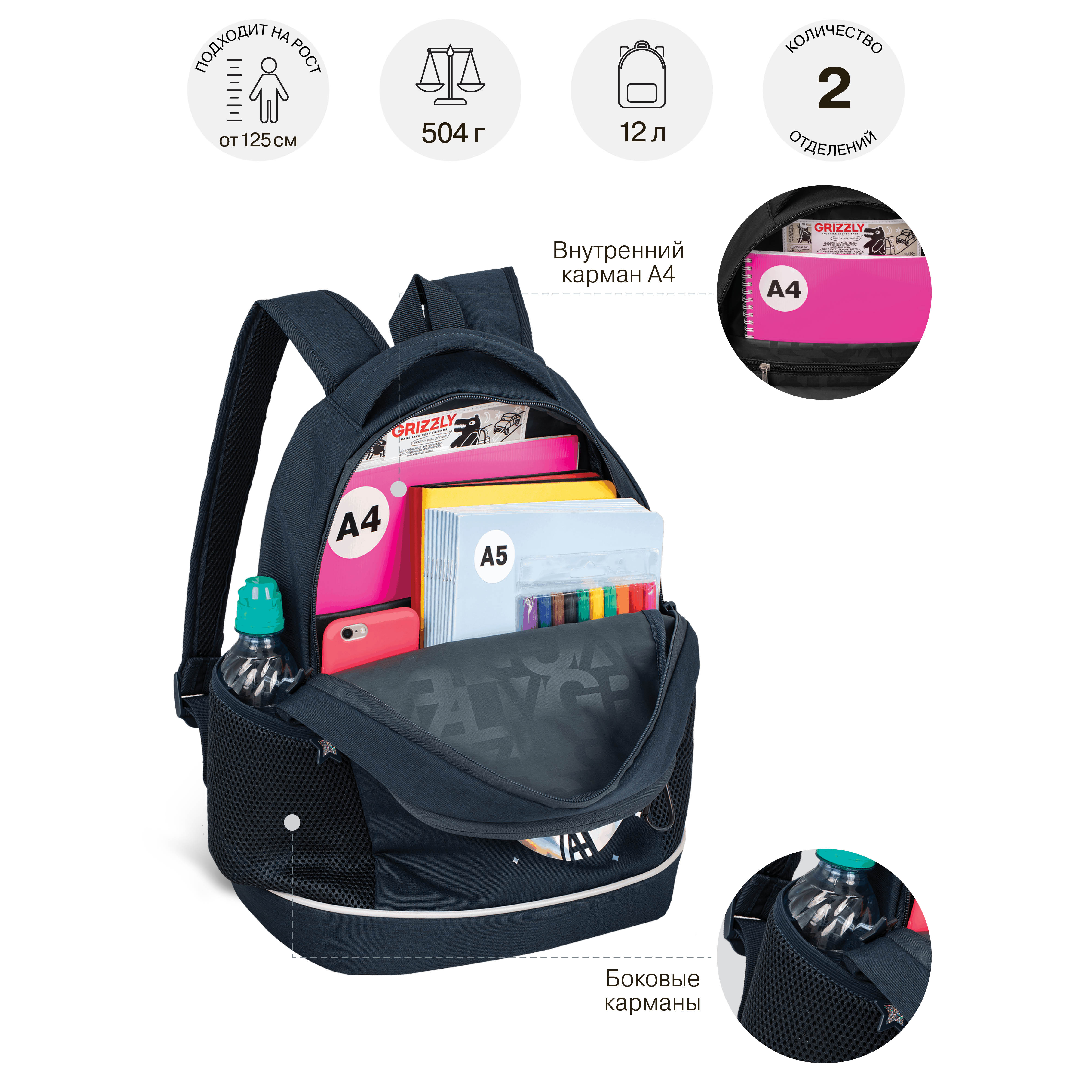 Рюкзак Grizzly для девочки - фото 7