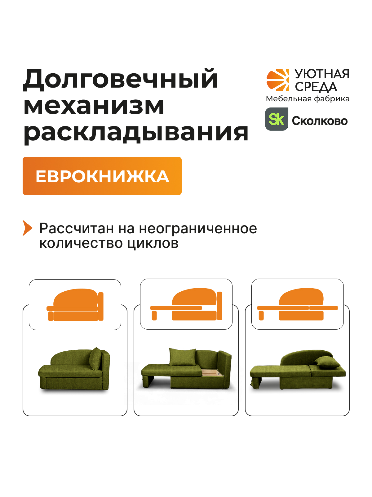 Диван Уютная среда раскладной рогожка правый зеленый - фото 13