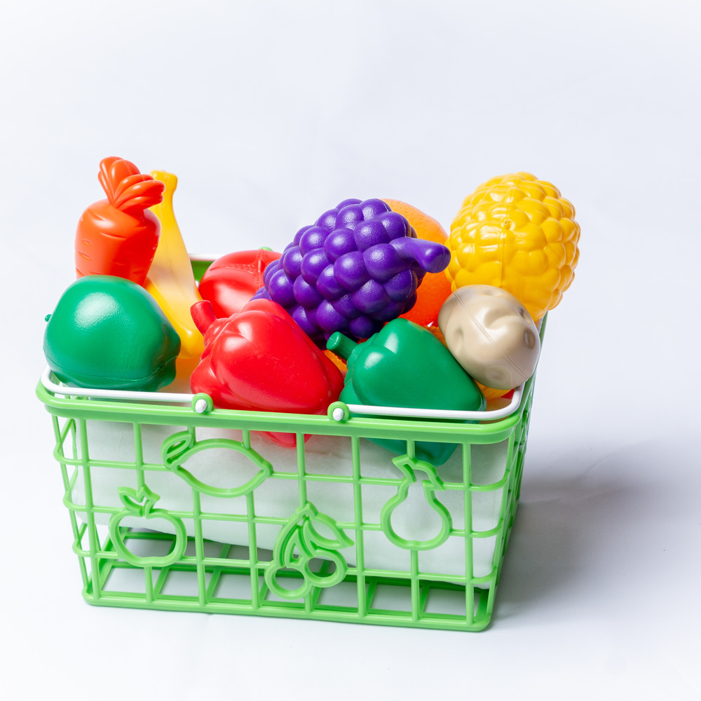 Игровой набор Green Plast продукты, прилавок, касса, тележки и корзинки - фото 3