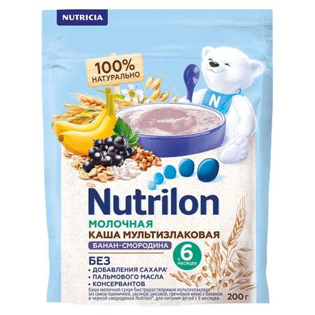 Каша молочная Nutrilon мультизлаковая банан-черная смородина 200г с 6месяцев