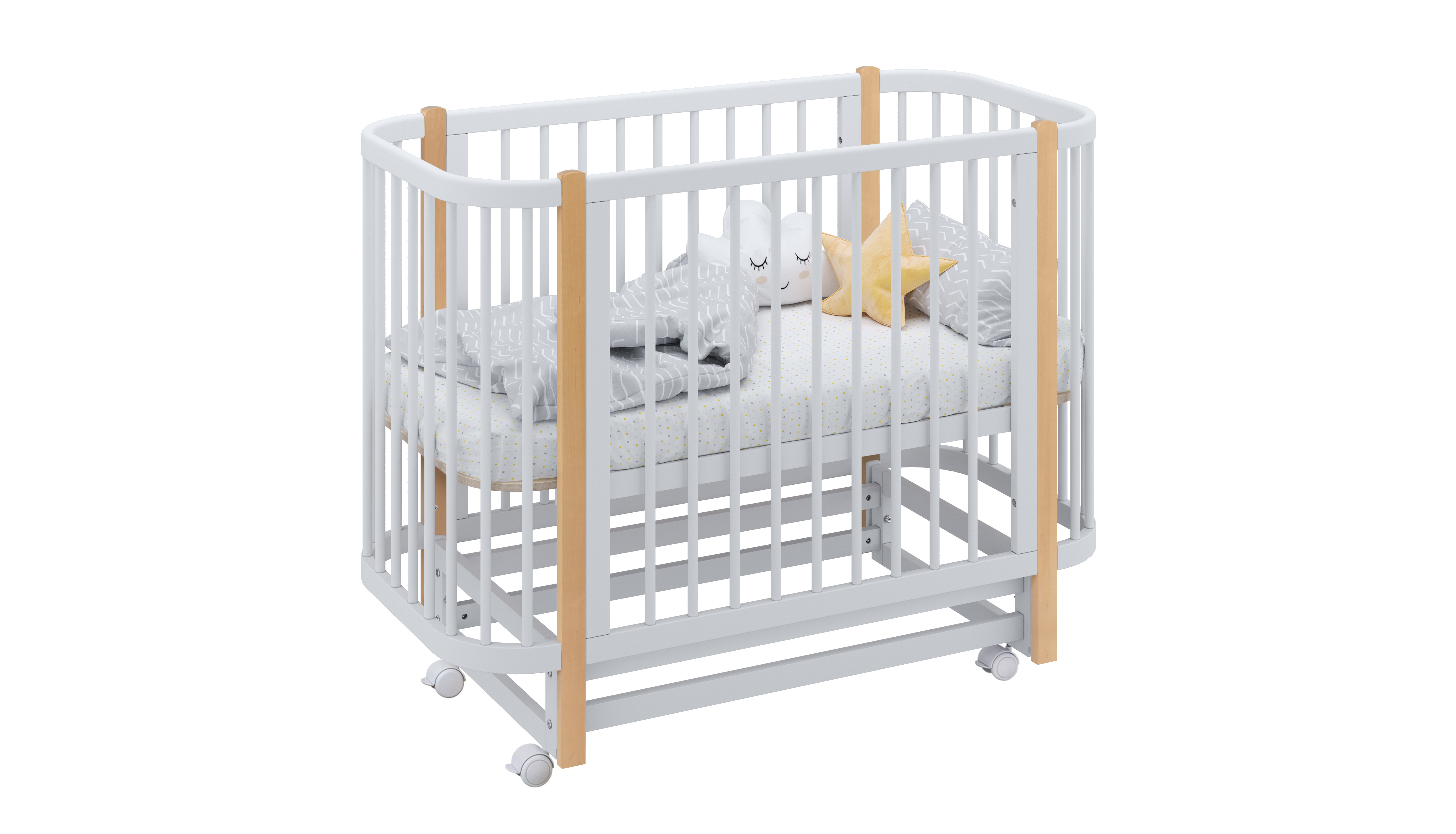 Детская кроватка Polini kids 350 прямоугольная, продольный маятник (белый) - фото 14