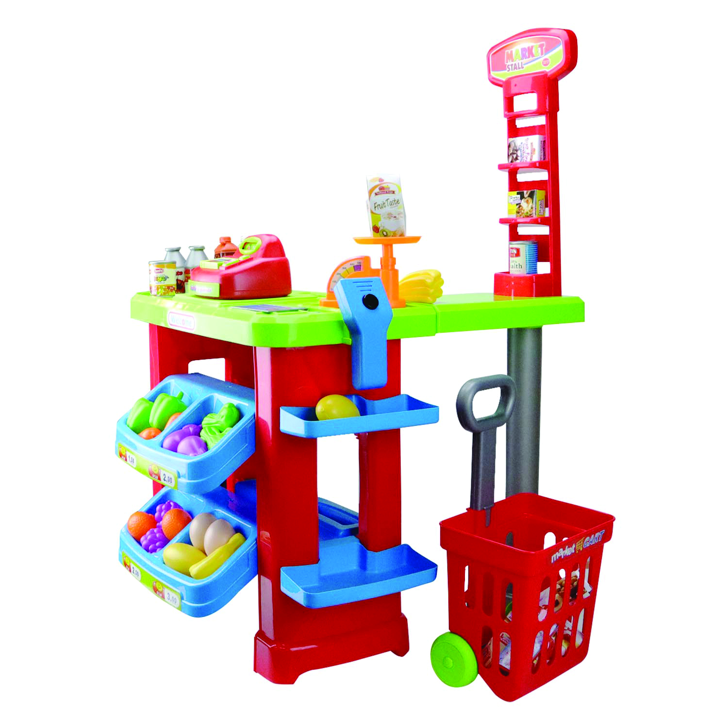 Игровой набор ND PLAY тележки и корзинки, касса, продукты - фото 1
