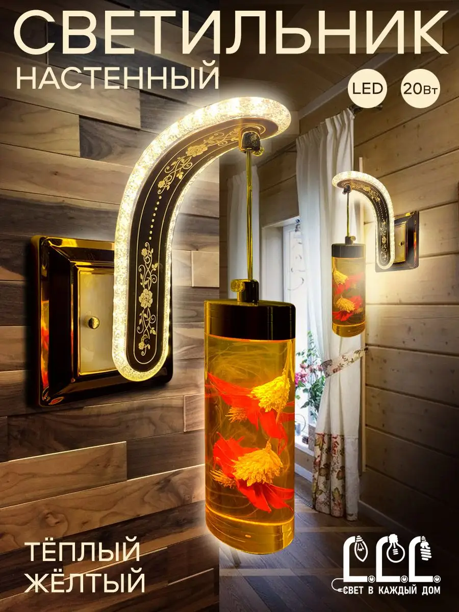 Светильник настенный LLL Бра квадрат красный - фото 2