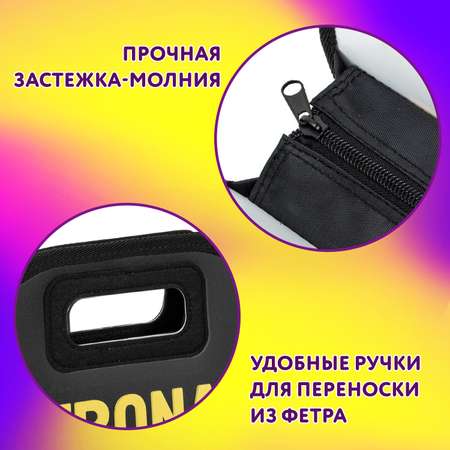 Папка-сумка Юнландия портфель для документов бумаг тетрадей для школы канцелярская с ручками на молнии