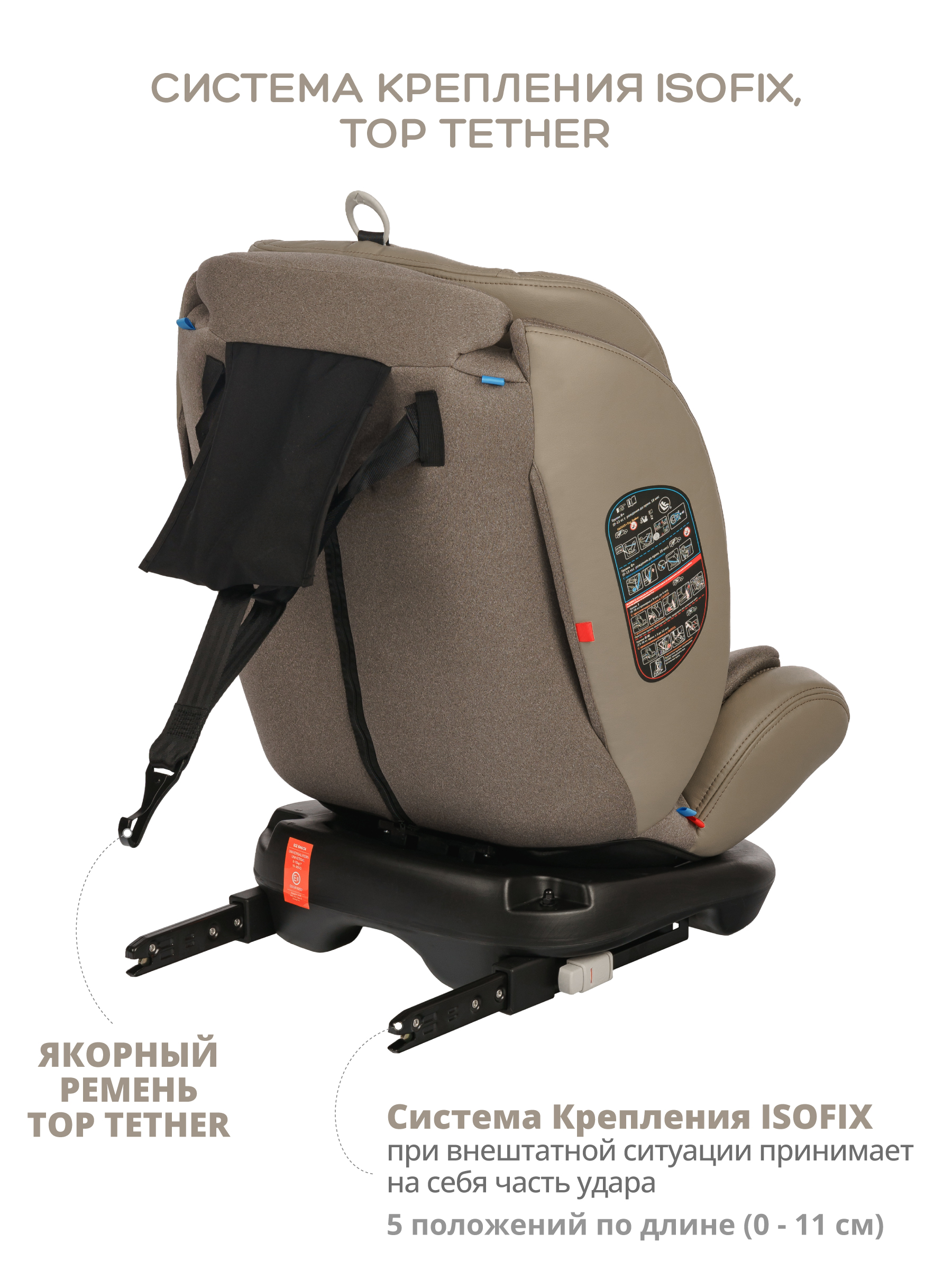 Автокресло JOVOLA MOON Isofix 0+/1/2/3 (0-36 кг) бежевый - фото 21