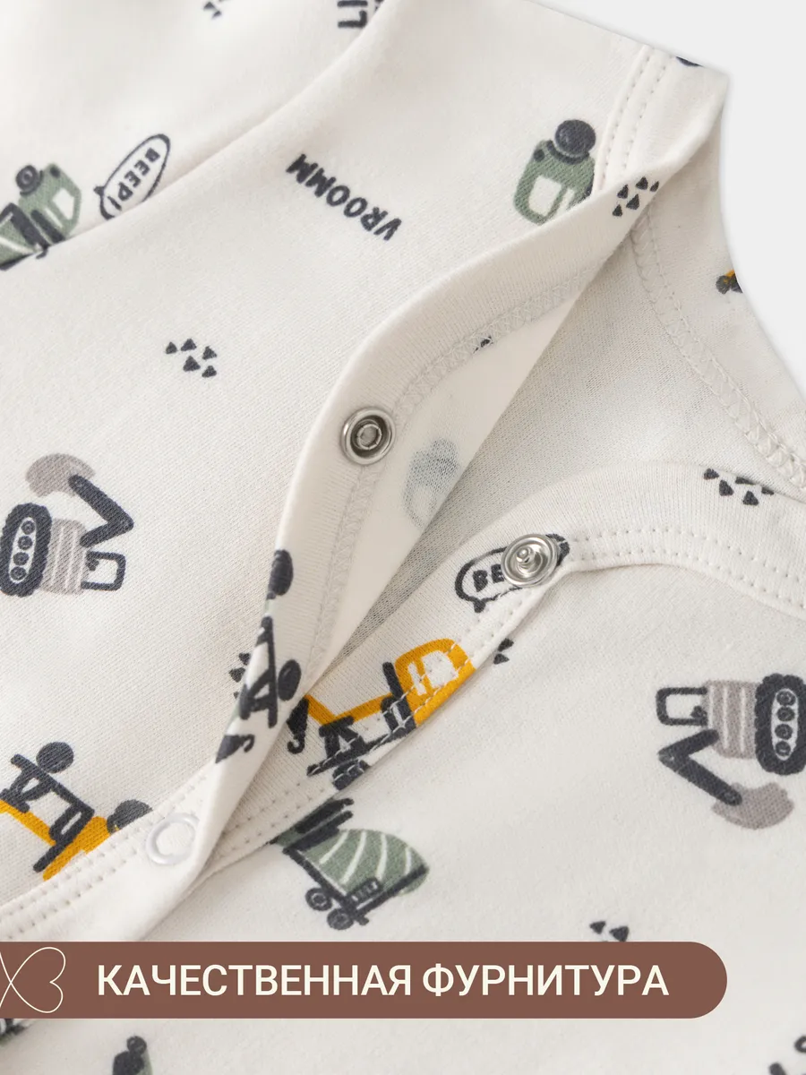 Комбинезон 2 шт Mark Formelle (Марк Формэль) 14005-2/тракторы на белом песке +тракторы на морском - фото 8