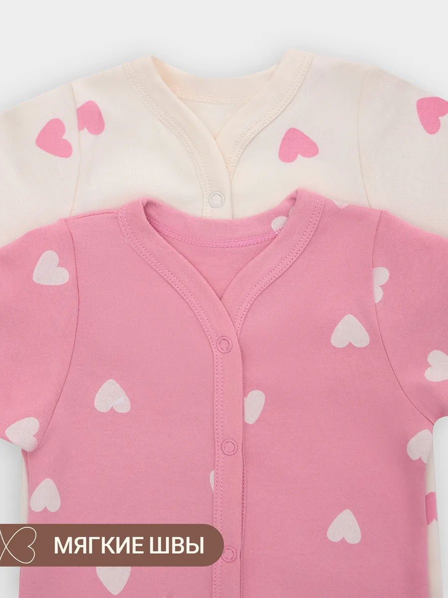 Комбинезон 2 шт Mark Formelle (Марк Формэль) 14005-2/сердечки на молоке +сердечки на розовом - фото 4