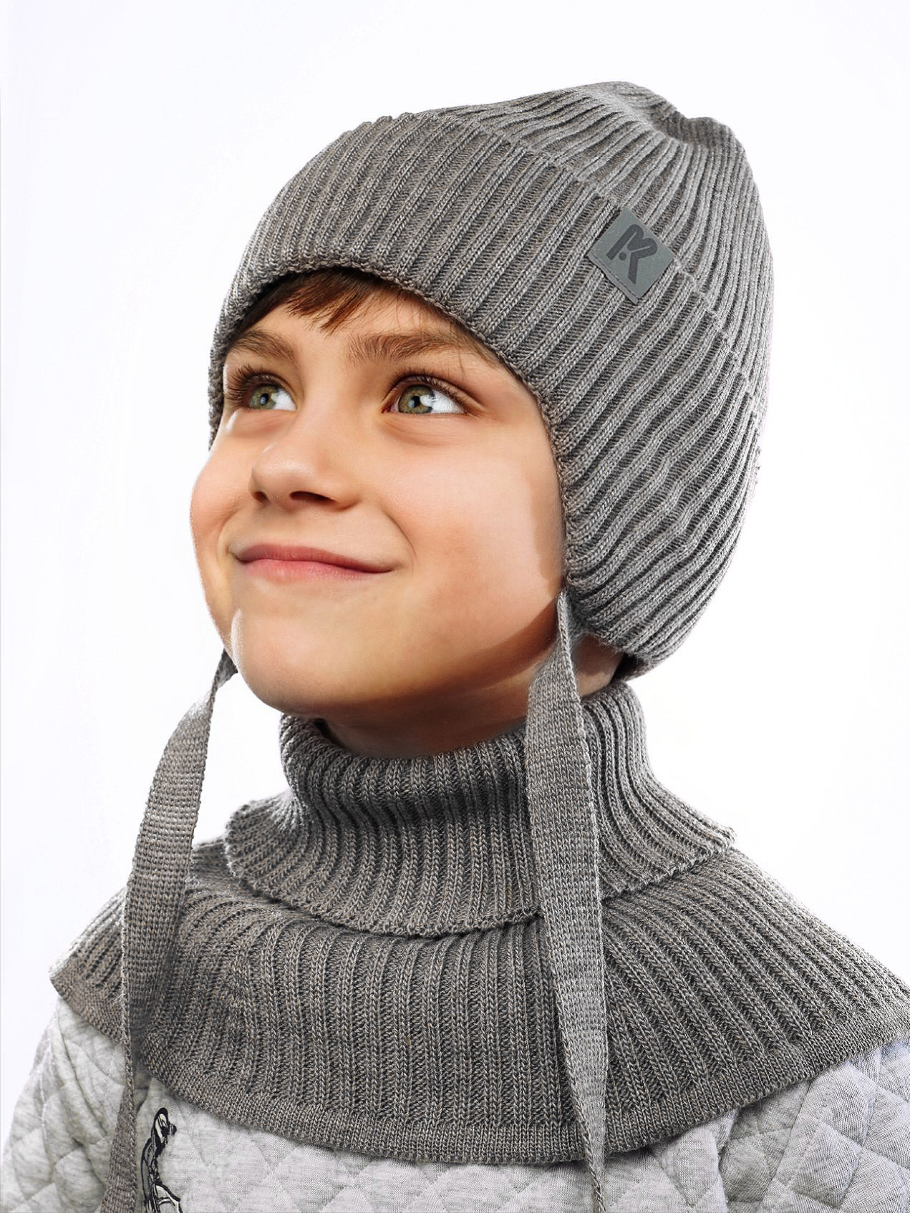Шапка и снуд ПриКиндер U-Sp232987 Цвет: Светло-серый - фото 1