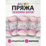 Пряжа для вязания Alize sekerim batik 100 гр 320 м акрил мягкая для детской одежды 2135 секционный 5 мотков
