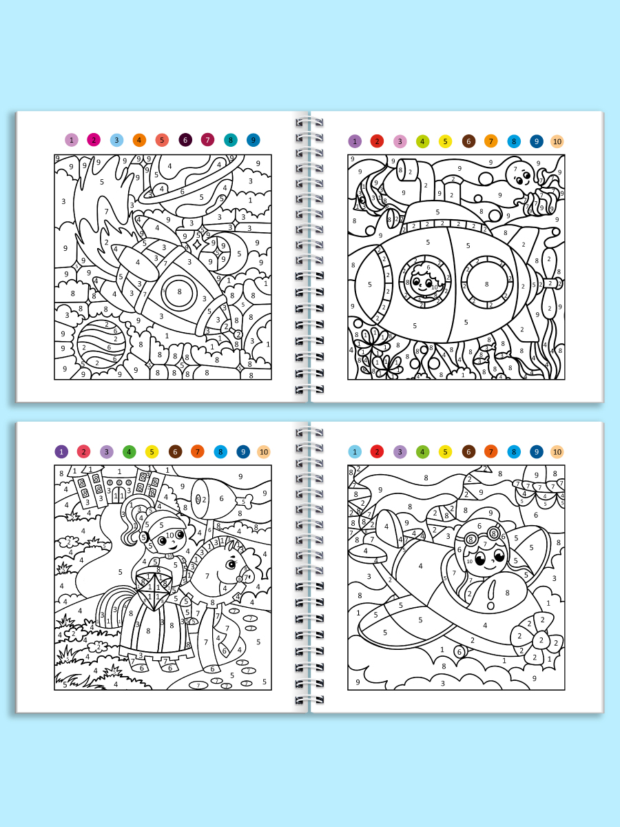 Раскраска по номерам Проф-Пресс 100 картинок. В мире приключений. 19х19 см - фото 7