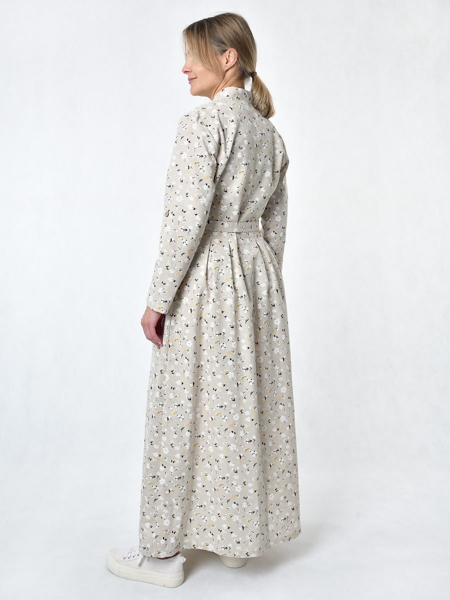 Платье Льняная Горница пл025-02/светло-серый-белый - фото 6