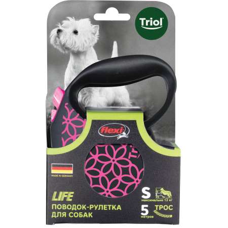 Рулетка для собак Triol Flexi Life Lines трос S 5м до 12кг Pink