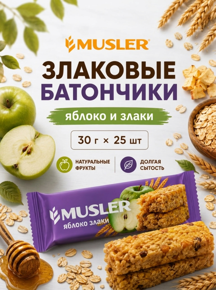 Злаковые батончики мюсли MUSLER Батончик 25 шт - фото 1