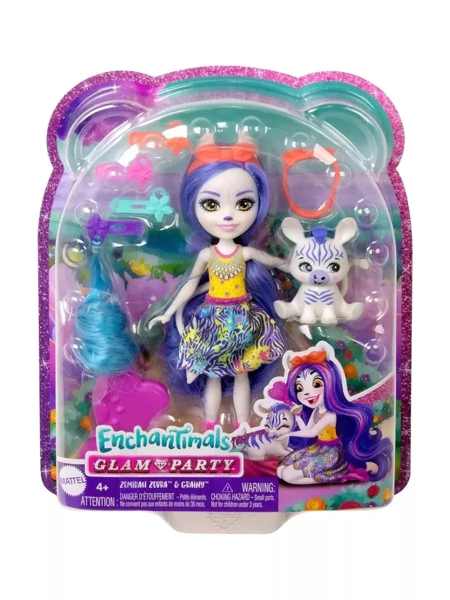Кукла мини Enchantimals Земира Зебра с питомцем высота 15 см HNV28 - фото 3