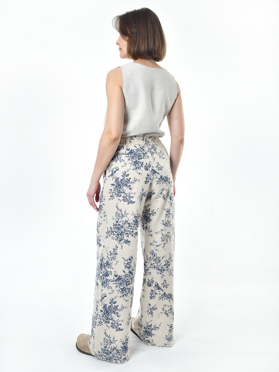 Брюки Льняная Горница бр020-02/бежевый-синий - фото 7