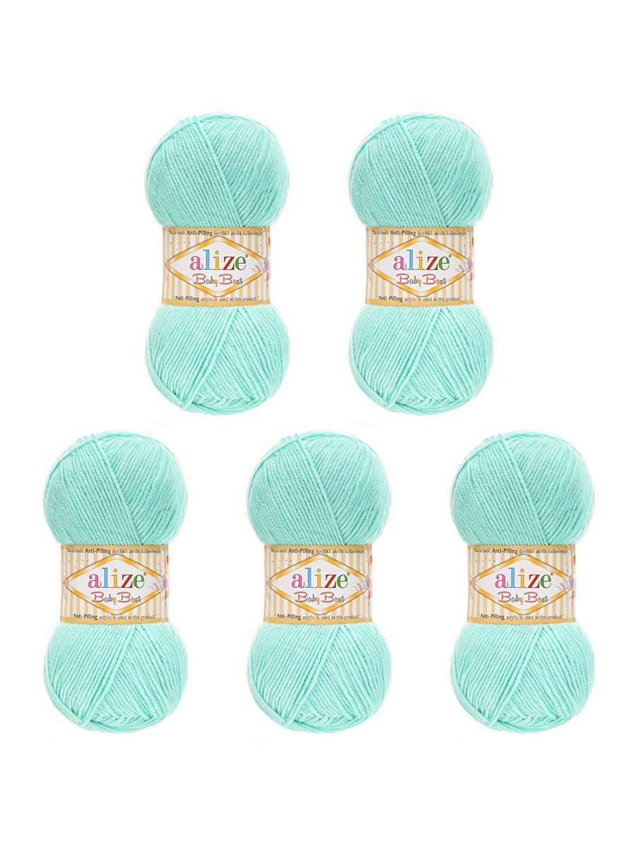 Пряжа для вязания Alize baby best бамбук акрил с эффектом антипиллинг 100 г 240 м 19 водяная зелень 5 мотков - фото 6