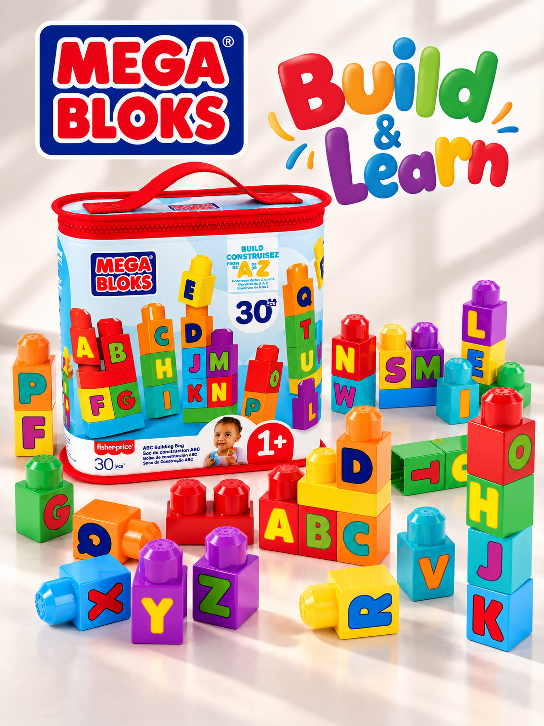 Конструктор Mega Bloks Alphabet Block Bag 30 дет. - фото 1