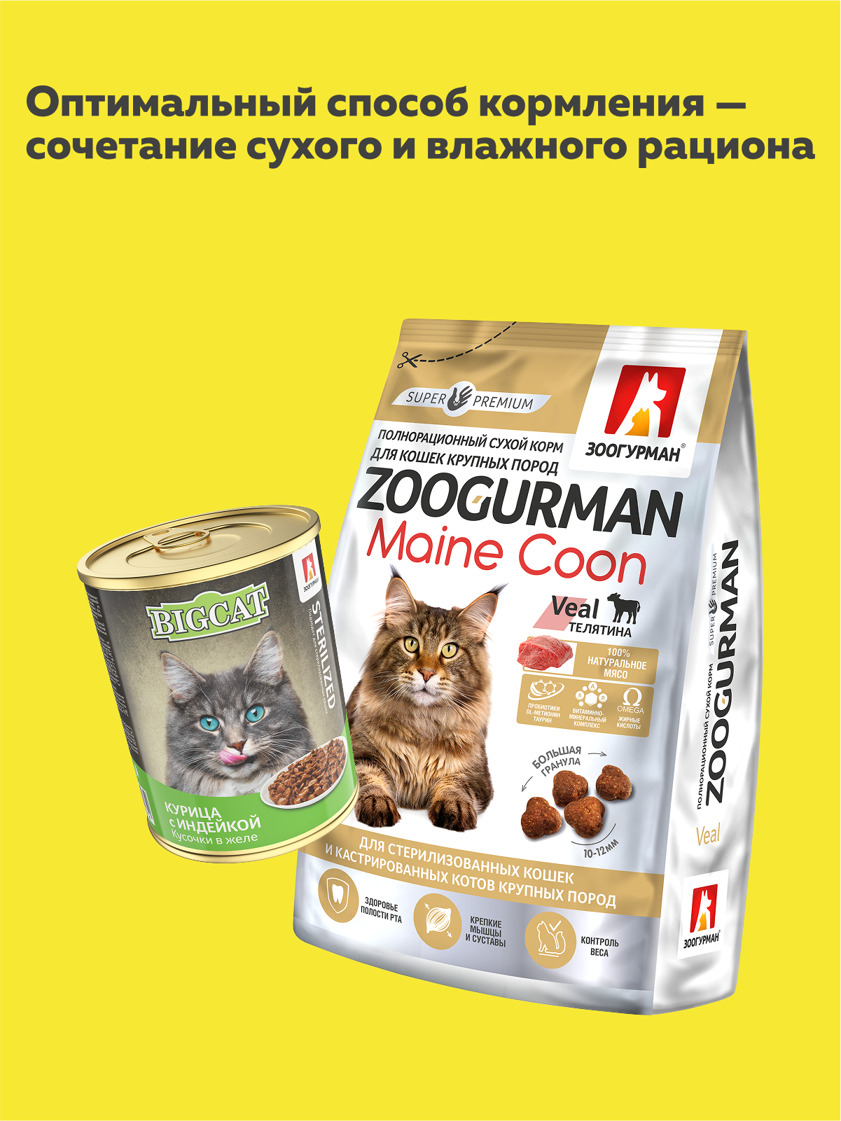 Корм влажный Зоогурман BIG CAT Sterilized с курицей и индейкой 350гр х 12 шт - фото 5