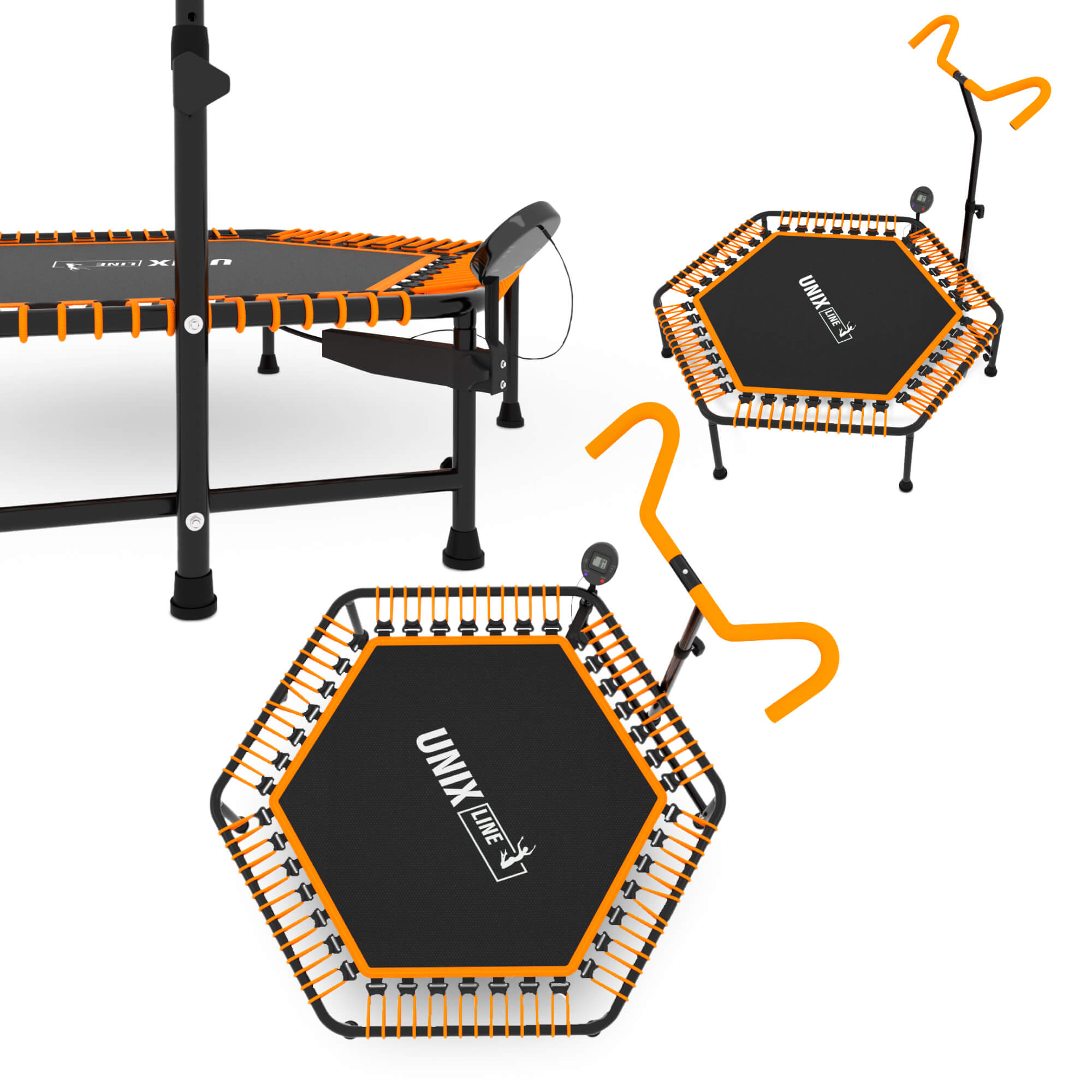 Батут fitness pro orange UNIX line спортивный с ручкой диаметр 125 см до 130 кг счетчик прыжков - фото 22