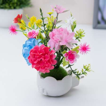 Ночник RISALUX «Розовые цветы» LED RGB 5х8х12 см