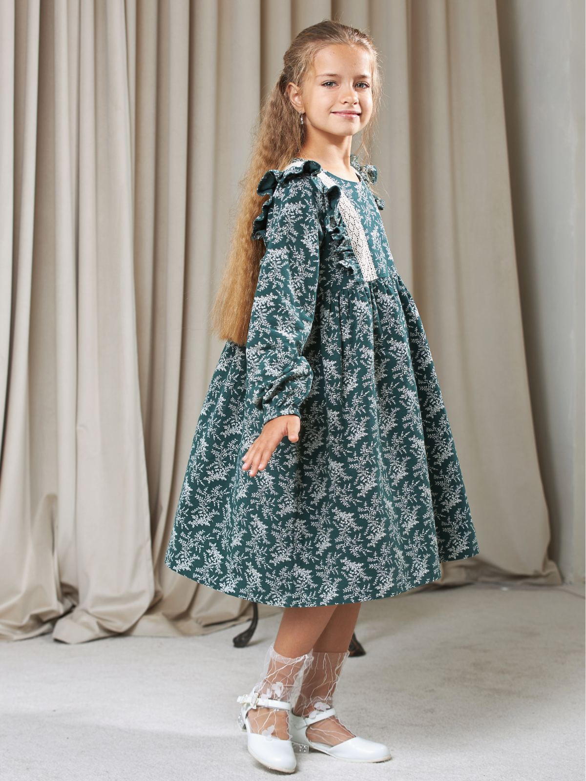 Платье MOUN платье_фланель/кружево_изумрудн - фото 6