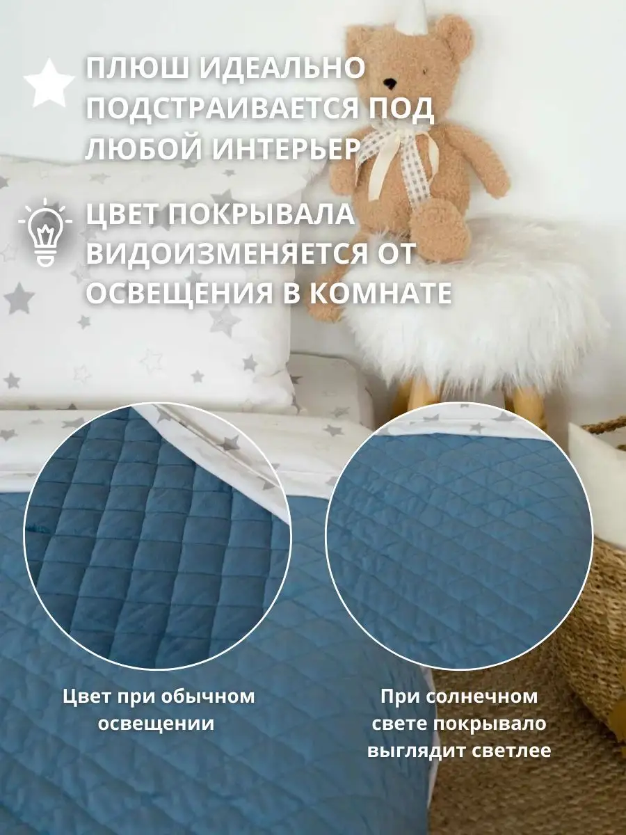 Покрывало COROCOCO Темно-голубой плюш 120 x 170 см - фото 2